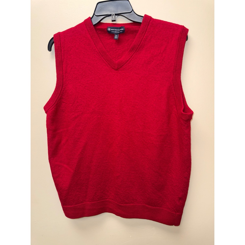 Hart Schaffner Marx Mens 2XT Red Extra Fine Merino Wool V-Neck Sweater Vest